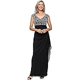 Alex Evenings Womens Long Stretch Sequin Bodice Mother of The Bride Dress with Empire Waist