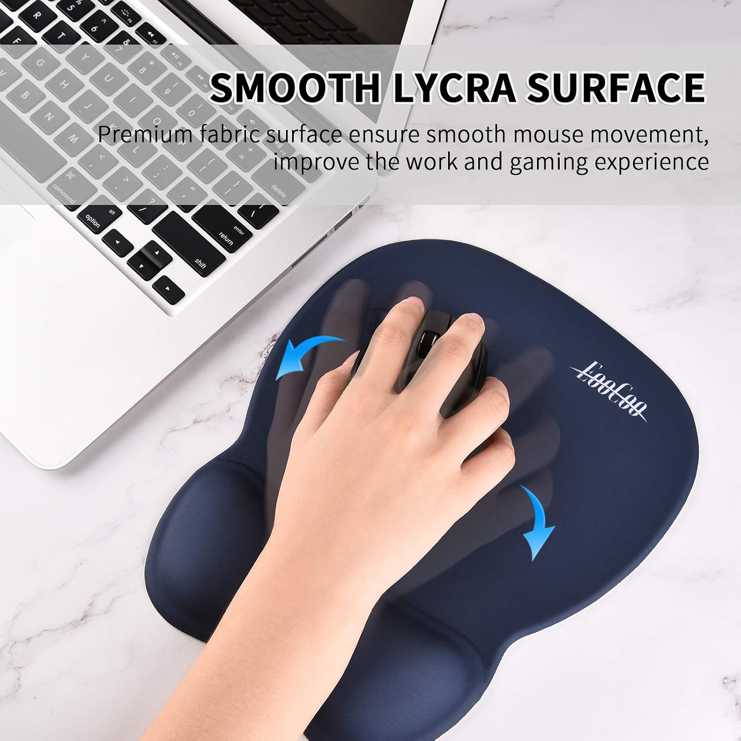 EooCoo Mouse Mat with Gel Pad Wrist Support, Gaming Mouse Pad, Ergonomic Mousepad with Wrist Support & Non-Slip PU Base - Image 3