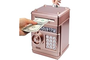 Cabhuti Piggy Bank ATM Electronic Password Cash Coin Bank,Money Saving Box for Kids,Boys Girls Best Gift (Rose Gold)