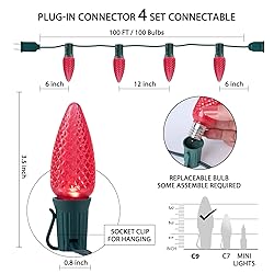 Brightown C9 Christmas String Lights, Red Commercia