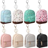 Hsei 8 Pcs Mini Backpack Keychain Coin Purse Wallet for Women,Soft Mix | Multi Pocket for Keys Cards Coins Items, Zipper Pouch with Clasp, Functional Organizer Backpacks, Cute Bulk Gifts