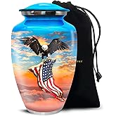 Urn for Ashes Adult Male - Patriotic Cremation Urns for Human Ashes Adult Man with Eagle & American Flag Designs - Elegant Memorial Urns for Veterans, Dad, or Husband