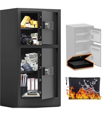 BUTISOW 8.6 Cuft Heavy Duty Dual Door Safe Box with Hidden Lock