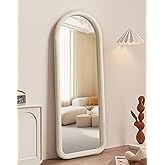 Delma Arched Full Length Mirror, Free Standing Floor Velvet Finish Frame Mirror for Leaning or Hanging, Soft Touch Bedroom & Living Room Decor, Cream White