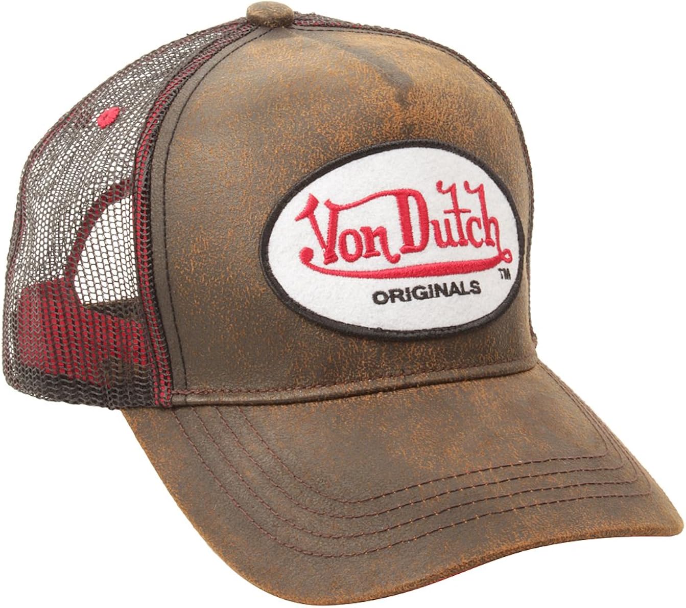 Von Dutch Originals Hat in Brown Leather O/S M US at Amazon Men’s Clothing store