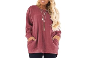 DOLNINE Women's Plus Size Sweatshirts Color Block Long Sleeve Pocket Shirts Tops