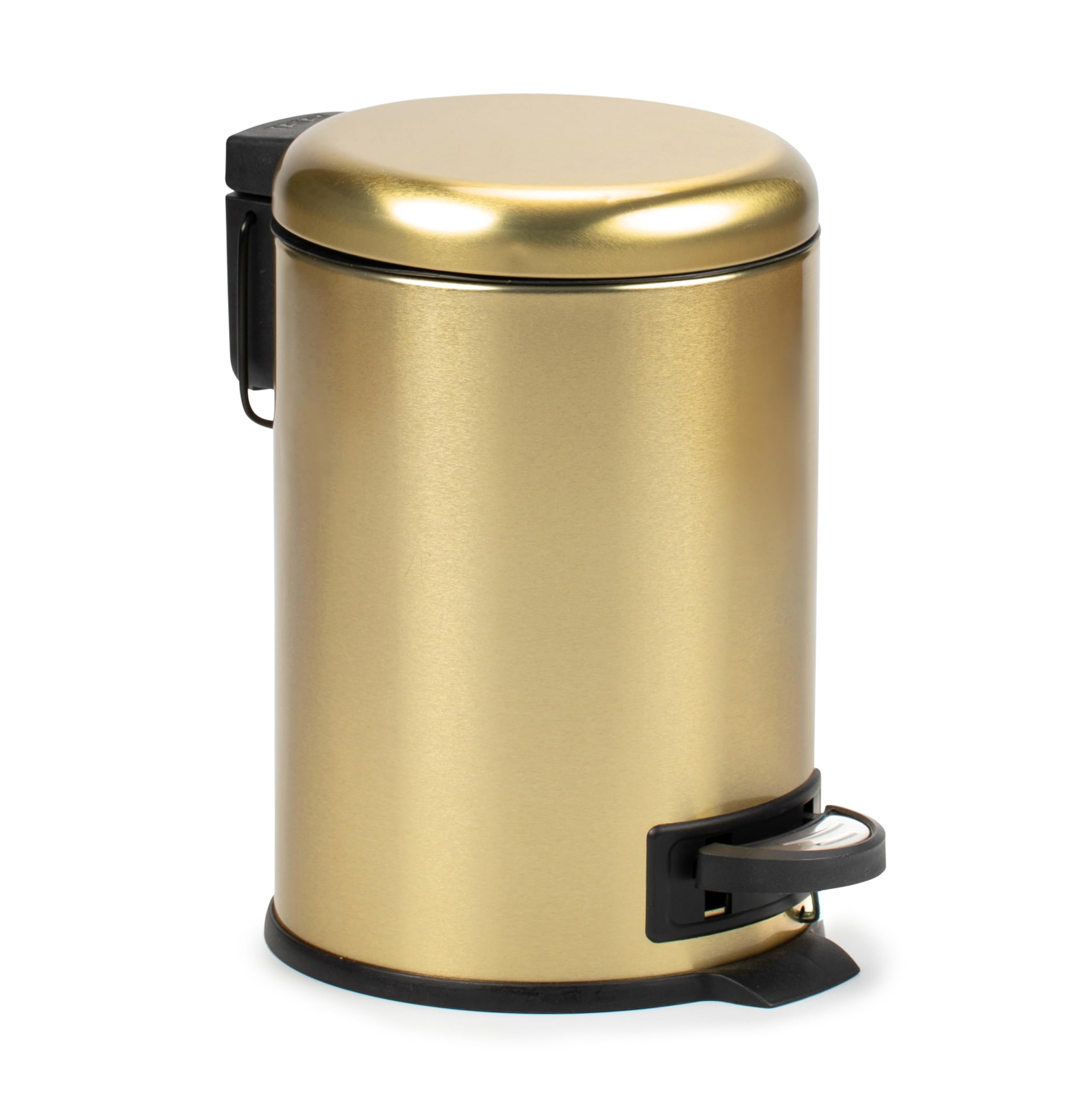TATAY 3L Pedal Bathroom Bin | Hygienic, Touch-Free Opening | Soft-Close, Silent Lid | Removable Inner Bin for Easy Cleaning | Functional Design | 17.5 x 22.5 x 25 cm – Nordic Model – Gold