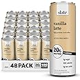 Slate Milk - High Protein Iced Coffee - Vanilla Latte - 175mg Caffeine, Lactose Free Energy - 20g Protein, 1g Sugar, 100 Calories, 1g Net Carbs, No Sugar Added - Protein Coffee - 11 fl oz, 48 Cans
