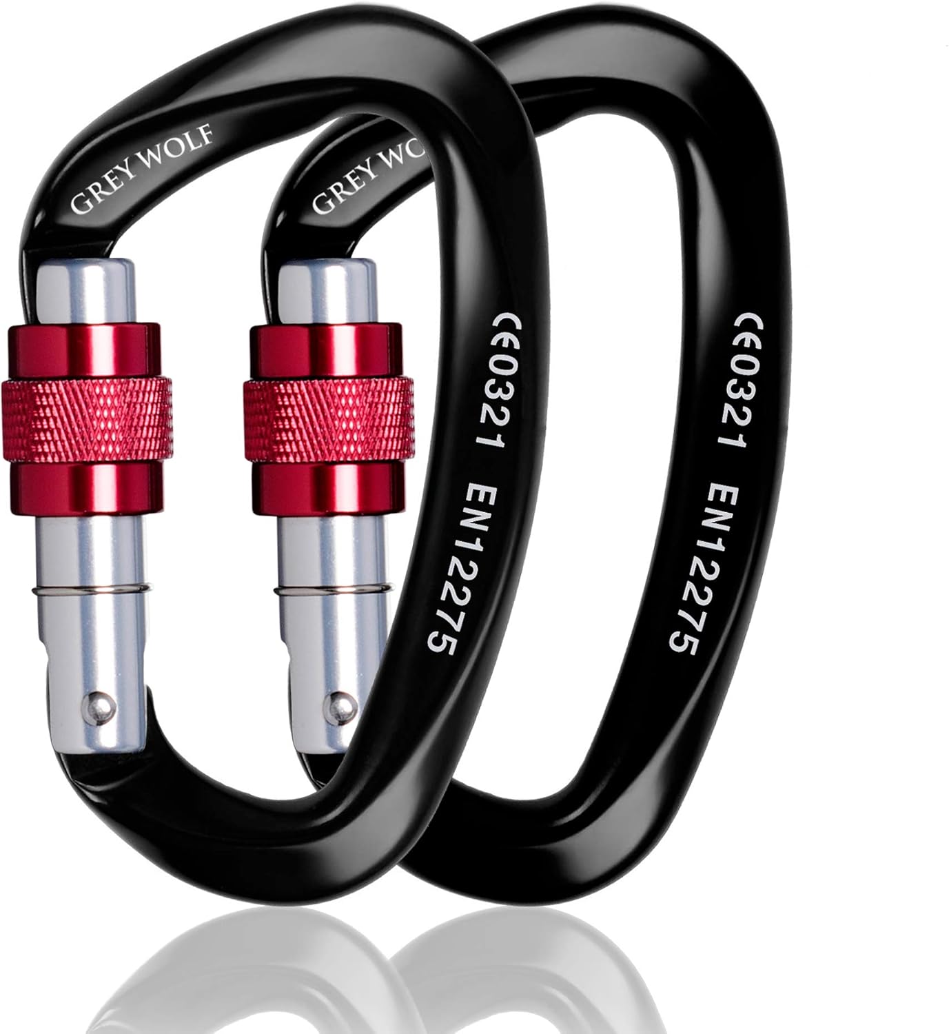 GREY WOLF Heavy Duty Climbing Carabiner – USA Certified 25 KN Screwgate Climbing Harness – D Ring Locking Carabiner for Rock Climbing Holds, Tree Climbing Gear, Dog Leash & Camping Hammock : Sports & Outdoors