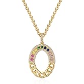 MTMY Circle Pendant Necklace 14K Gold Plated CZ Circle Charm Necklaces for Women Simple Trendy Jewelry