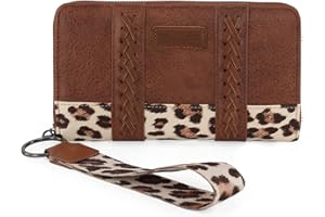 X Wrangler Wristlet Western Wallet Boho Aztec Credit Card Holder for Women, 1-Leopard Brown