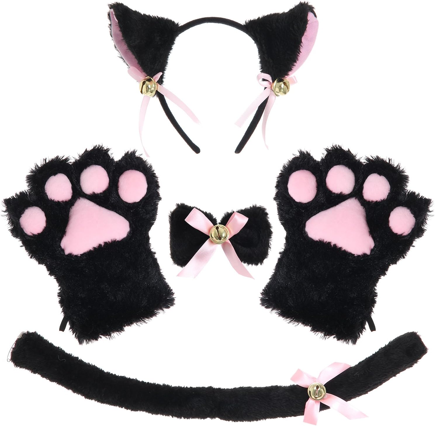 JustinCostume Cat Cosplay Set Ears Tail Collar Paws
