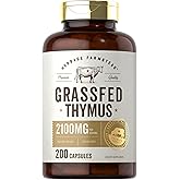 Carlyle Grass Fed Beef Thymus Bovine Supplement | 2100mg | 200 Capsules | Pasture Raised, Non-GMO, Gluten Free | by Herbage Farmstead