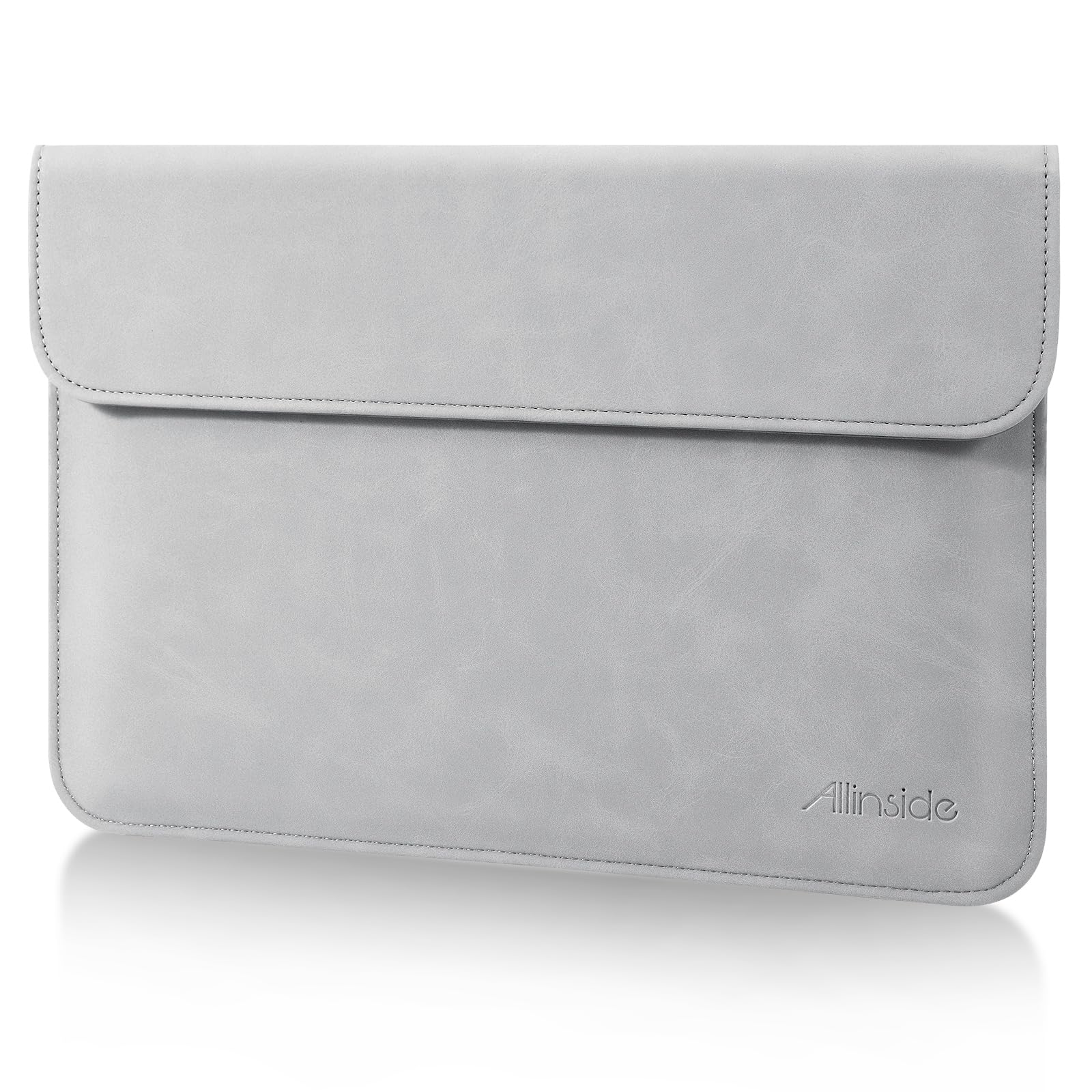 Allinside 13 Inch Laptop Sleeve Case for MacBook Air 13 2018-2026 (A2681/A3113/A3240/A2337/M5 A3449)/MacBook Pro 13 2016-2022 (A2289/A2251/M1/M2 A2338), PU Leather Envelope Laptop Case, Gray