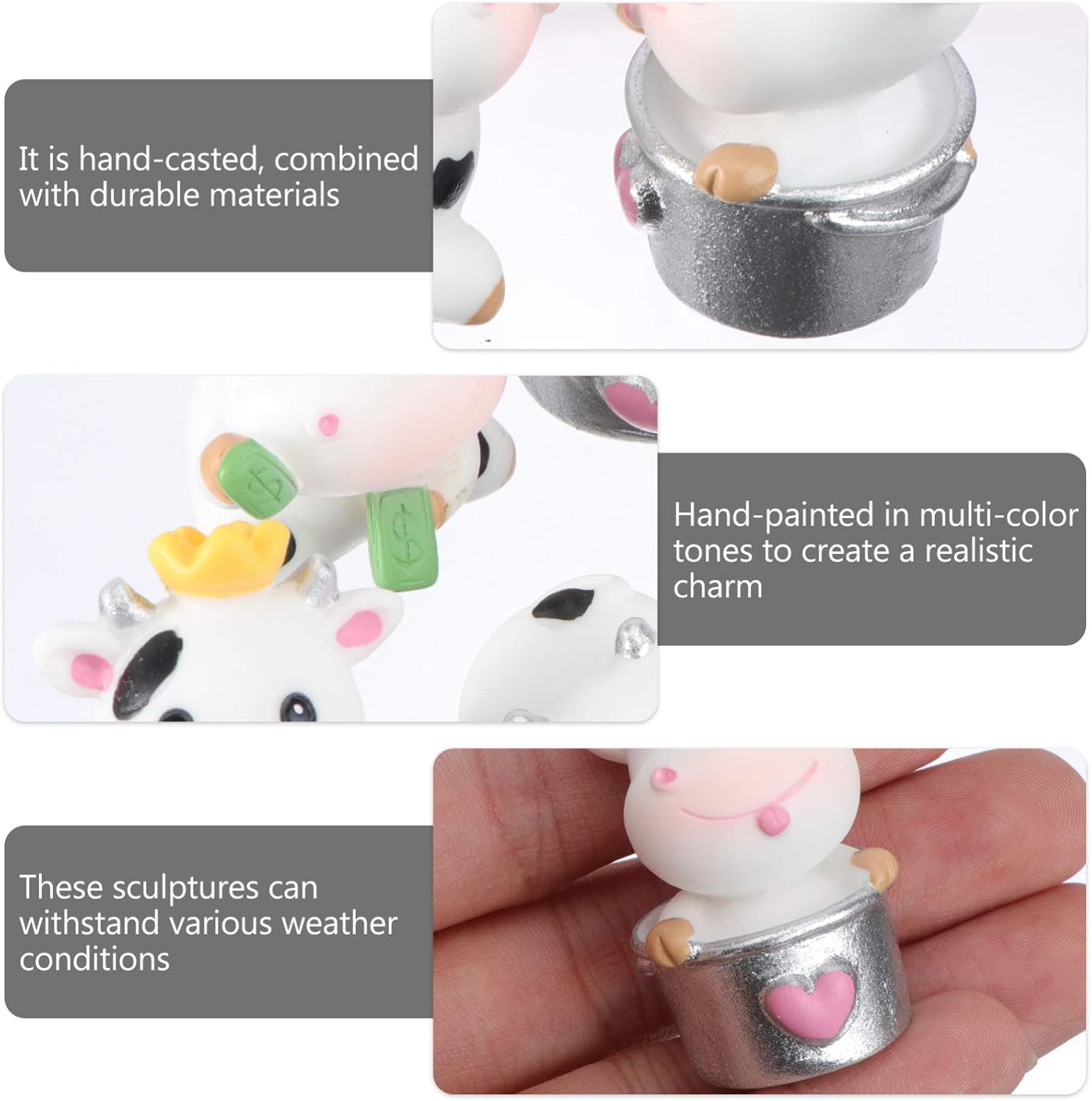 YARNOW 6pcs Miniature Cow Figurines Feng Shui Desk Decor 2021 Chinese Zodiac Ox Cow New Year Car Dashboard Decoration Wealth Lucky Figurine Chinese New Year Gift（Random Style): Kitchen & Dining