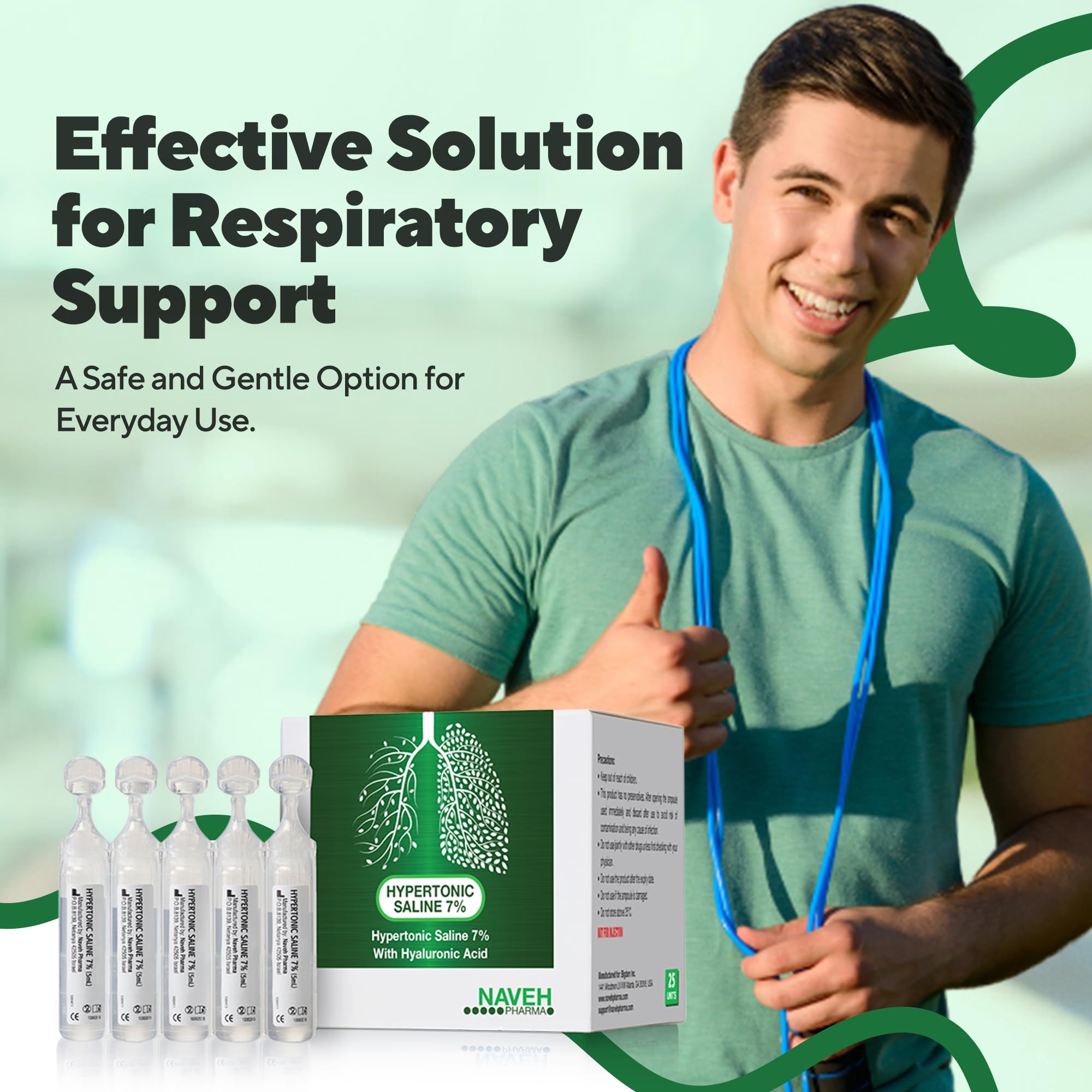 Nebuliz - Hypertonic Saline Solution 7% + Hyaluronic Acid Nebulizer Diluent for inhalators and Nasal Hygiene Clear Congestion from Airways&Lungs Reduce Mucus (25 Sterile Saline Bullets of 0.17 Fl Oz)