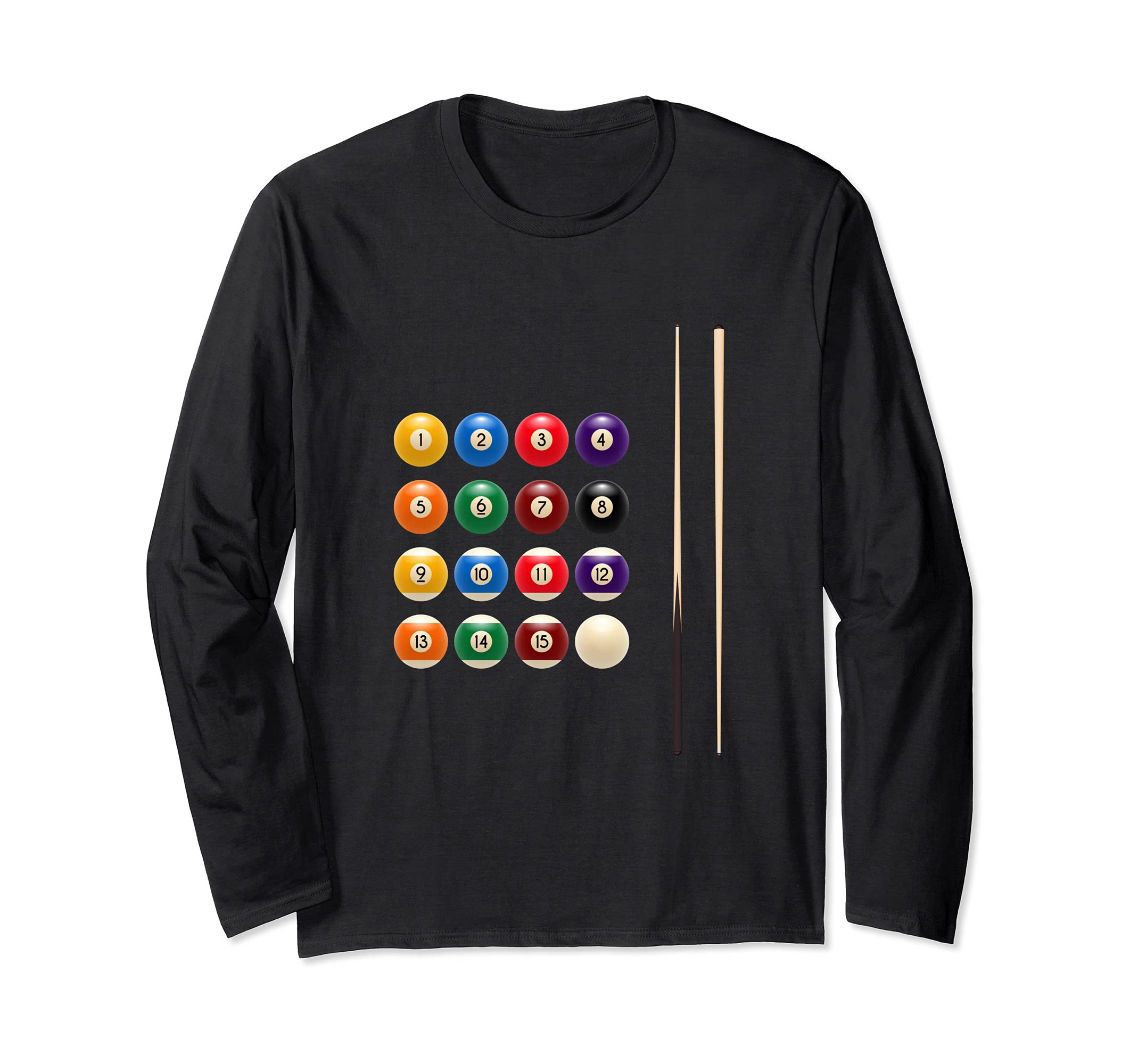 Funny Billiards 8 Ball Cue Rack Snooker Pool Player Long Sleeve T-Shirt