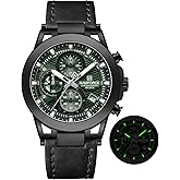 NAVIFORCE Men Sport Chronograph Watches,with Calendar Quartz Mens Waterproof Wrist Watches, Genuine Leather Strap,Gifts for Man