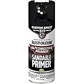 Rust-Oleum Automotive Sandable Primer Custom Spray 5-in-1, Black | Flat Finish| Fills Minor Imperfections | Sandable Finish | Fast Dry | Custom Spray Dial 5-in-1