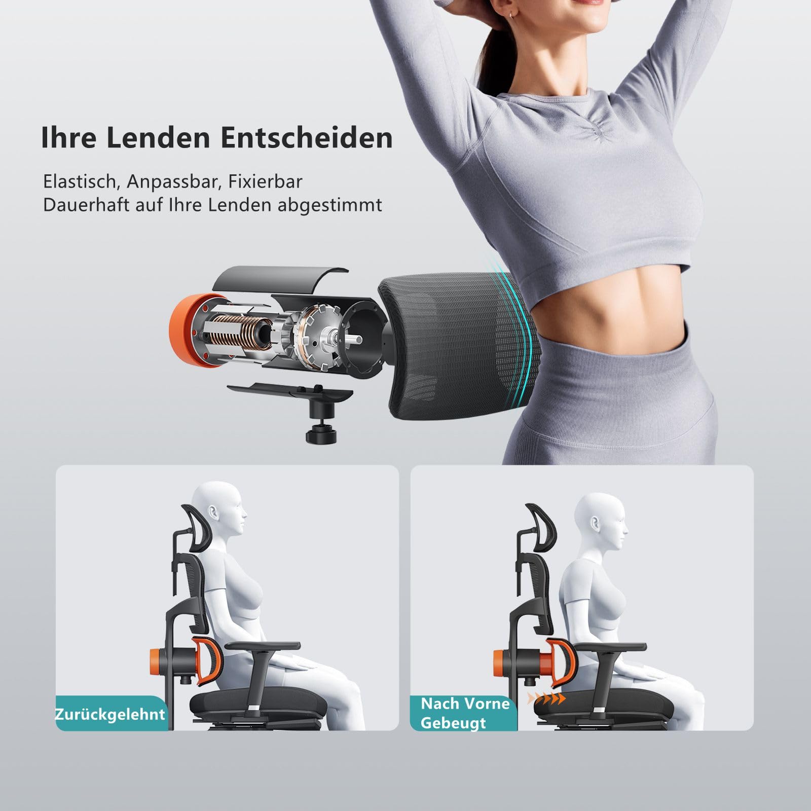 Newtral NT002 Bürostuhl Ergonomisch mit Fußstütze, Ergonomischer Schreibtischstuhl 150kg, Ergonomic Office Chair PC Stuhl mit Verstellbare Kopfstütze Armlehne (NT002 mit Fußstütze, Schwarz) 4