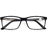 V.W.E. Men Premium Rectangle TR90 with Extended Metal Temple - Extra Large Reader - 147mm Wide Frame Reading Glasses