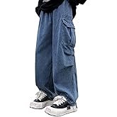 Unotobe Women's Baggy Jeans High Waisted Wide Leg Men Y2K Parachute Cargo Pants with Pockets Vintage Casual Streetwear