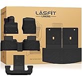 LASFIT Floor Mats & Cargo with Backrest Mat for Ford Explorer 2022-2025 2026 6 Passenger, Custom Fit All Weather Protector TPE Easy Clean Floor Liners, 5pcs Full Set Black