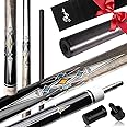 PODAYUDE Carbon Fiber Pool Cue, 12.5mm Tip Low Deflection Billiard Cue Sticks Pool Sticks, 58" Pool Cues with Velvet Bag, 19-19.5oz