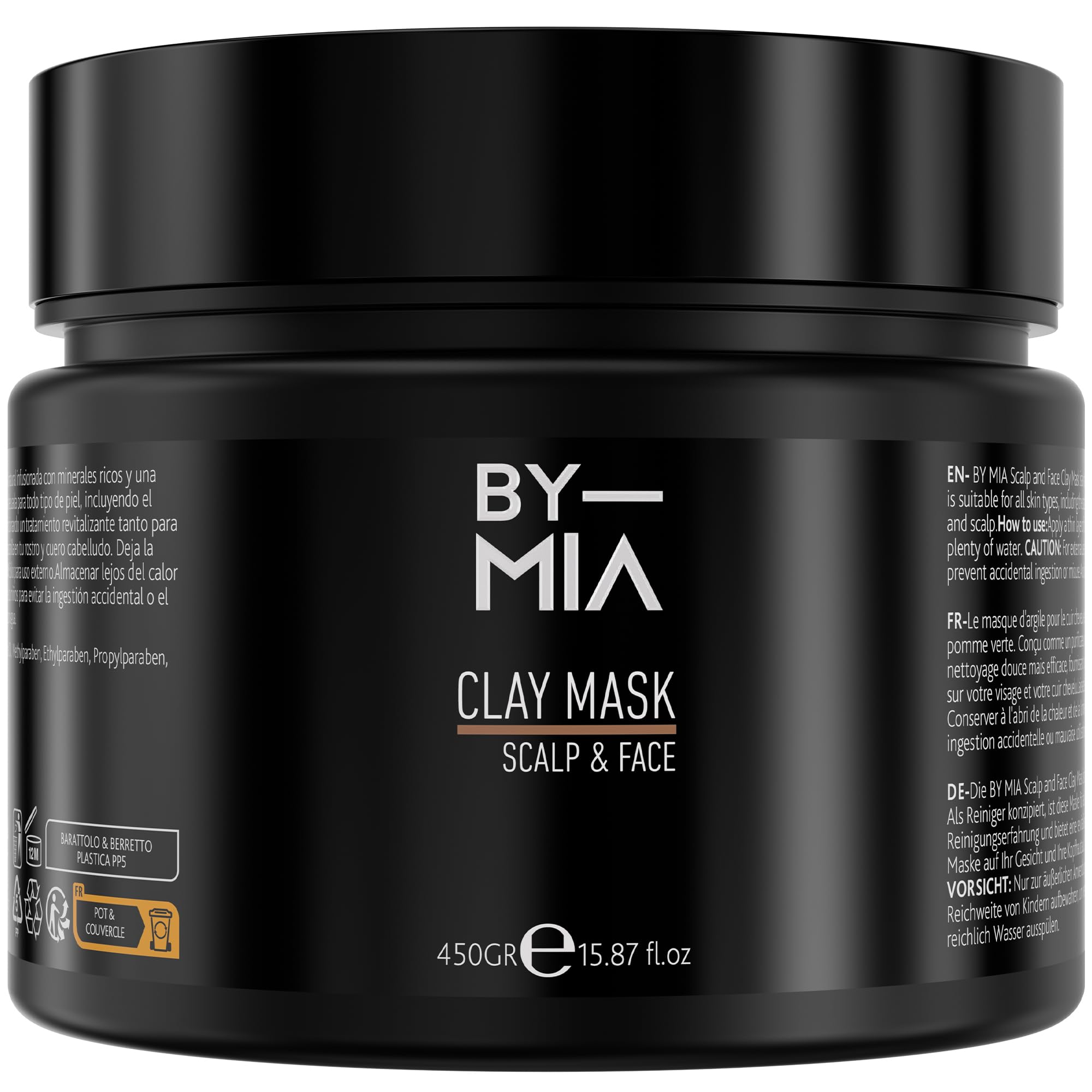 BY MIA Scalp & Face Clay Mask 450 gr | Refreshing Green Apple Scent | Rich Minerals | For All Skin Types | Natural Clay Face Mask