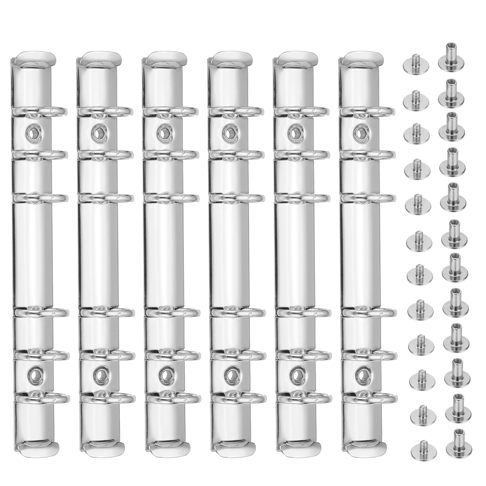 PATIKIL A6 6-Hole Ring Binder Mechanisms, 6 Set Binder Spines Replacement for Binder Planners, Silver Tone