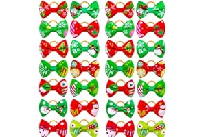 RSACCSKY 20Pcs/10 Pairs Christmas Snowflkes Snowman Pattern Yorkie Dog Puppy Hair Bows with Rubber Bands Hair Accessories Bow Pet Grooming Cute Small Hair Bowknot Gifts (Snowflakes)