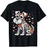 Dia de Los Muertos Schnauzer Sugar Skull Mexican Dogs Lovers T-Shirt