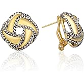 Mytys Two Tone Earrings for Women Gold and Silver Crossover Half Hoop Statement Earring Designer Stud Earrings
