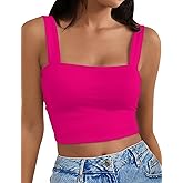 AURUZA Square Neck Tops for Women, Sleeveless Crop Tops Women, Sexy Cropped Double Layered Tank Tops, Womens Basic Tops