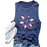 Wiadex American Flag Tank Tops for Women USA Stars Stripes Independence Day Tank Sleeveless 4th of July Patriotic Shirts