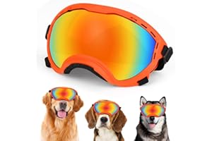 BEYOUNG Dog Goggles,UV Protection Dog Sunglasses for Medium-Large Breed,Dogs Eye Protection with Adjustable Strap (Orange)