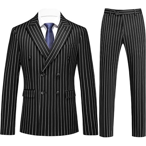 スーツ Double-breasted setup & shirt & tie Navy blue pinstripe executive double breasted suit. Paired