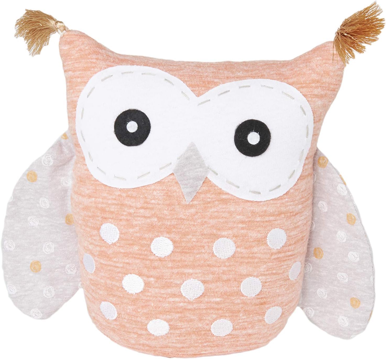 HEITMANN DECO Door Stop Owl - Window Stopper Animal Made of Fabric - Decorative Children's Room, Living Room, Kitchen - Apricot, Natural โ image 1