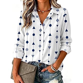 Zeagoo Blouse for Women Dressy Long Sleeve Button Down Shirts V Neck Tops | business casual outfit,lightweight dressy casual