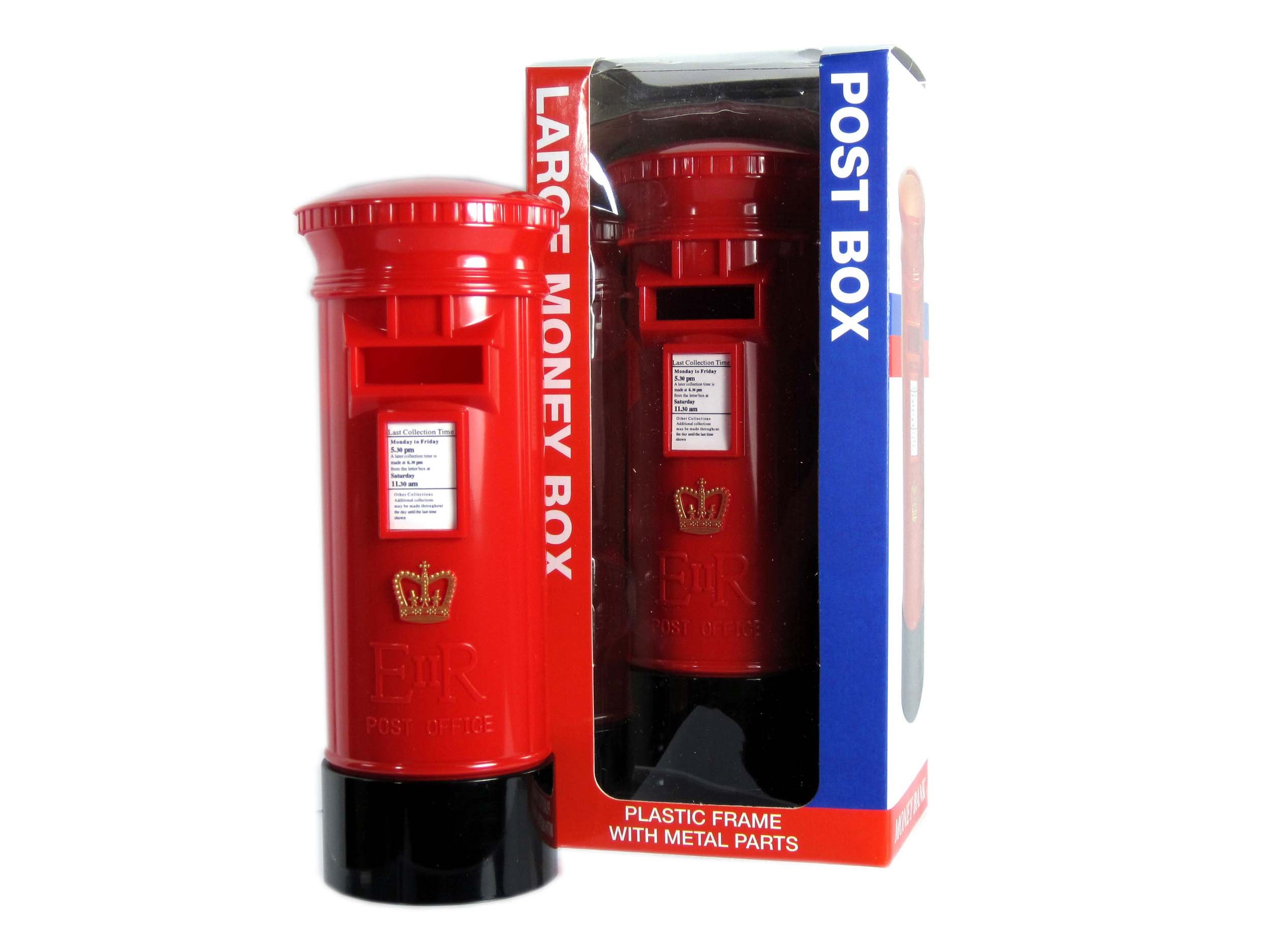 Money Box - A Large London Souvenir Red Post Box Piggy Bank Made of Plastic with Metal Parts