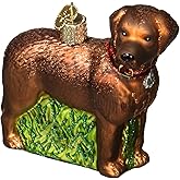 Old World Christmas Standing Chocolate Lab Glass Blown Ornament for Christmas Tree, Handcrafted Holiday Decoration, Dog Collection