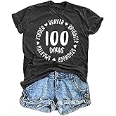 PICKID 100 Days of School Shirt Women 100 Days Kinder Braver Smarter Shirts Teacher Tops Funny School Celebration Gifts