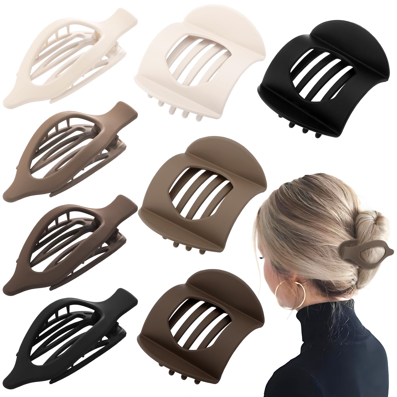 Photo 1 of French Flat Hair Clips for Women, Styles Large Matte No Slip Strong Hold Flat Claw Clips for Thick Thin Hair (Neutral Color)