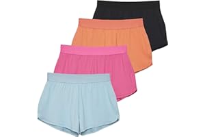 Real Essentials 4 Pack: Girls' Running Athletic Shorts for Teens Youth Basketball Soccer Volleyball Gym Sports