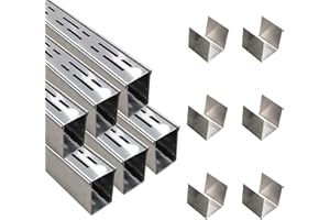 SXSJMY Pool Deck Drain 2-Inch Wide X 19.6-Feet Long,Silver Outdoor Deck Drainage System 304 Stainless Steel with Coupling,Channel Drain for Concrete/Paver/Patios/Walkways