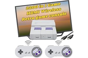 GINGYATU Super Classic Retro Game Console,4K HD HDMI Video Game System with Built in 2200+ Old School Classic Games and Dual Game Controllers Wireless,Support TF Card and Plug and Play.