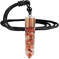 Nupuyai Orgone Healing Crystal Point Pendant Necklace for Women Men, Spiral Hexagonal Faceted Stone Pendant with Adjustable C