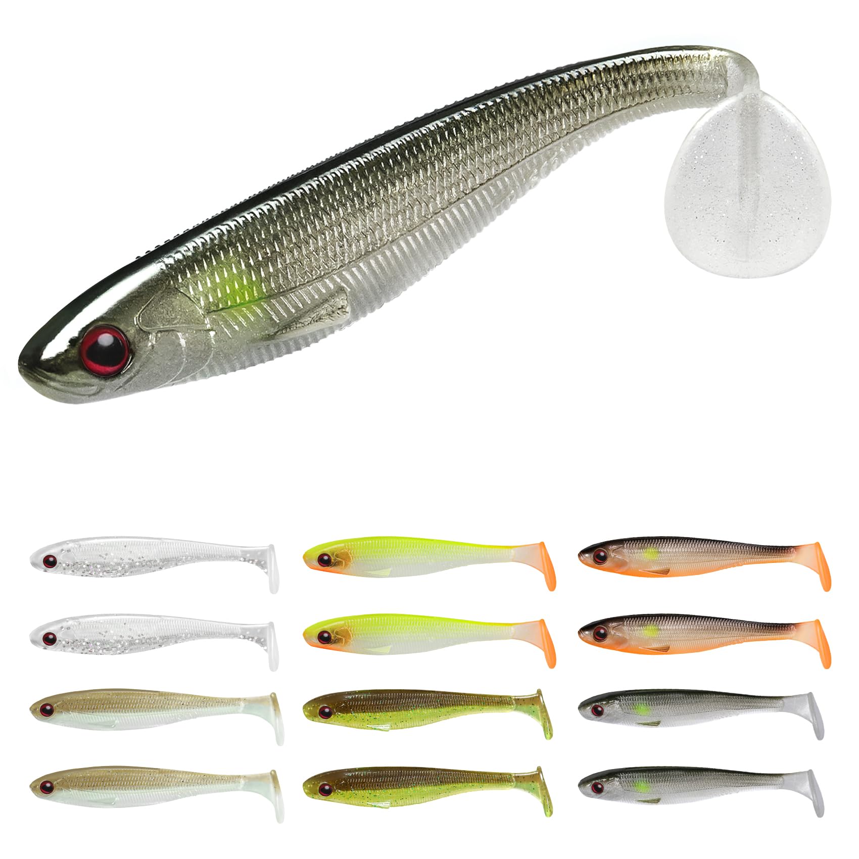 TRUSCEND Easy Catch Pre-Rigged Squid Lures, Unique Vibrating Swim Action and Trembly Sinking Move for More Bites, Amazing Swimbait for Family Fishing, Fishing Lures for Bass Trout Crappie Walleye