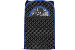 KASUE Sauna Box, Portable Steam Saunas for Home with Steamer, Folding Chair, Multiple Layered Full Body Sauna Tent for Spa, Indoor, Outdoor, Gym (Black Blue)