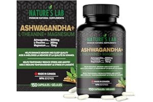 NATURE'S LAB 3-in-1 ASHWAGANDHA+ L-THEANINE+ MAGNESIUM - 150 Capsules | 3 Powerful Natural Ingredients to Help Enhance Sleep 